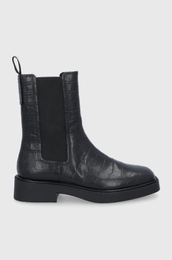 Kožené kotníkové boty Vagabond dámské, černá barva, na plochém podpatku