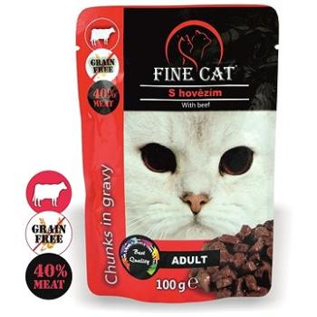 FINE CAT kapsička GRAIN-FREE Adult HOVĚZÍ v omáčce 22 × 100g (8595657302888)