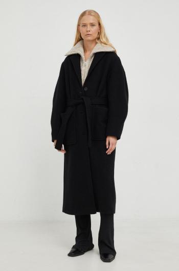 Vlněný kabát Marc O'Polo černá barva, přechodný, oversize