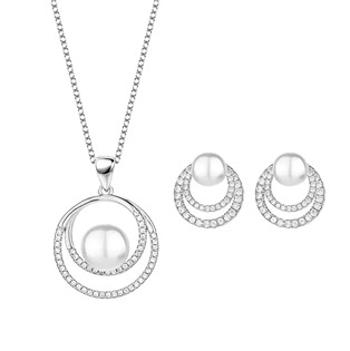 NUBIS® Stříbrná souprava šperků s perlou - NB-9037