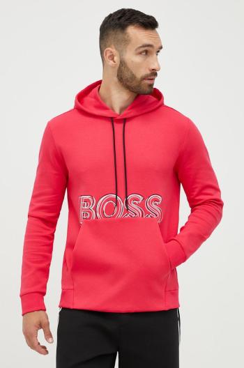 Mikina BOSS Boss Athleisure pánská, růžová barva, s aplikací