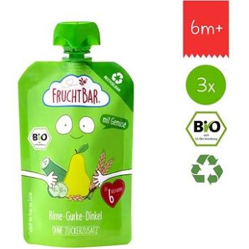 FruchtBar BIO 100% recykovatelná ovocná kapsička s hruškou, okurkou a špaldou 3× 100 g (8594205750072)