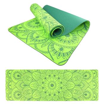 Podložka LIFEFIT® YOGA MAT MANDALA DUO, 183x58x0,6cm, zelená