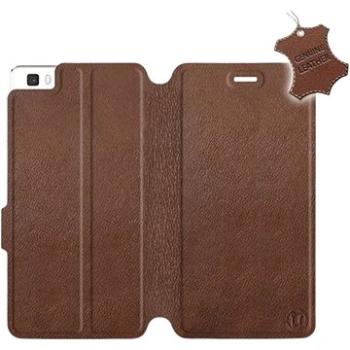 Flip pouzdro na mobil Huawei P8 Lite - Hnědé - kožené -  Brown Leather (5903226496860)