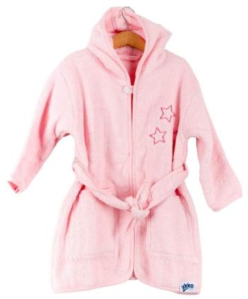 XKKO Dětský biobavlněný froté župan Organic - Pink Stars 12-24m