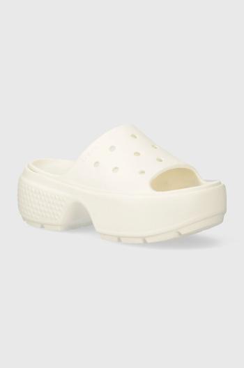 Pantofle Crocs Stomp Slide dámské, béžová barva, na platformě, 209346