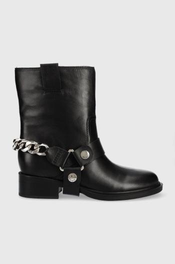 Kožené kotníkové boty Guess Ruben dámské, černá barva, na plochém podpatku