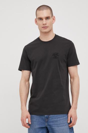 Bavlněné tričko Rip Curl černá barva, s aplikací