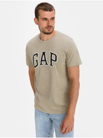 Béžové pánské tričko GAP Logo bas arch t-shirt