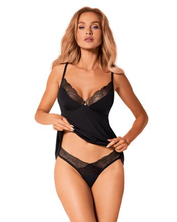 Výjimečný set Bella Rou top & panties - Obsessive XL/2XL Černá