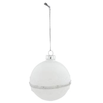 Skleněná vánoční koule s krajkou a perličkami - Ø 8 cm  6GL2009