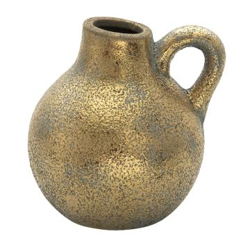 Zlatý keramický džbán z uchem a patinou Karis - 16*14*16 cm 6CE1321