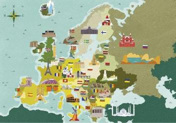 CLEMENTONI Puzzle Prozkoumej mapu: Evropské země 250 dílků
