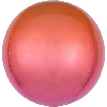 Amscan Ombre červeno-oranžový fóliový balonek - koule