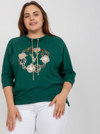 TMAVĚ ZELENÁ HALENKA S POTISKEM -RV-BZ-7587.27P-DARK GREEN Velikost: ONE SIZE