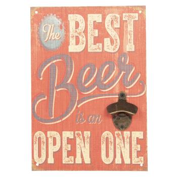 Dřevěná cedule na zeď s otvírákem na láhve Best Beer - 24*34 cm 6H1806