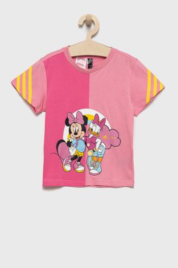 Dětské bavlněné tričko adidas Performance růžová barva