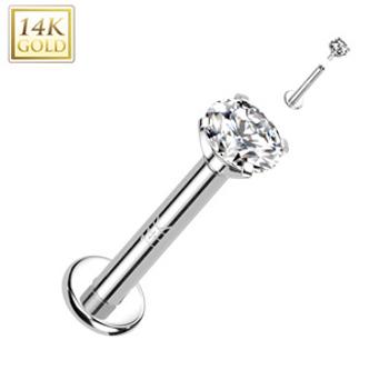 Šperky4U Zlatý piercing do brady - labreta zirkon, Au 585/1000 - ZL01245-1208-WG