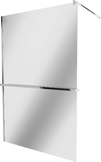 MEXEN/S KIOTO Sprchová zástěna WALK-IN s poličkou a držákem ručníků 90 x 200 cm, zrcadlové 8 mm, chrom 800-090-121-01-50