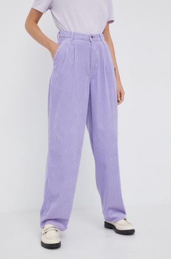 Kalhoty Wrangler dámské, fialová barva, široké, high waist