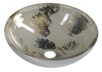 SAPHO MURANO ANIMA 2 skleněné umyvadlo kulaté 40x14 cm, stříbrná/béžová AL5318-42