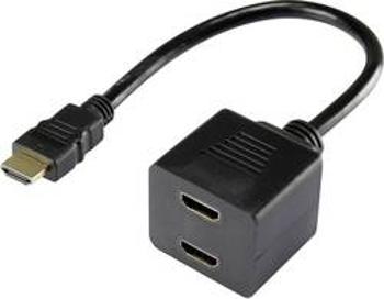 Y adaptér HDMI Renkforce [1x HDMI zástrčka - 2x HDMI zásuvka], černá, pozlacené kontakty