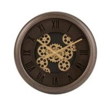 Nástěnné hodiny s kovovým rámem a zlatými ozubenými kolečky Jessamond - Ø 52*7 cm 2916