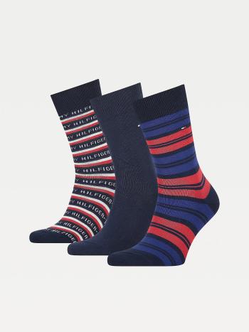 Tommy Hilfiger pánské modro červeno bílé ponožky Box 3 pack - 39 (001)