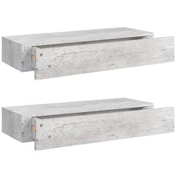 Shumee Nástěnné se zásuvkami 2ks betonově šedé 60×23,5×10 cm MDF, 330266 (330266)