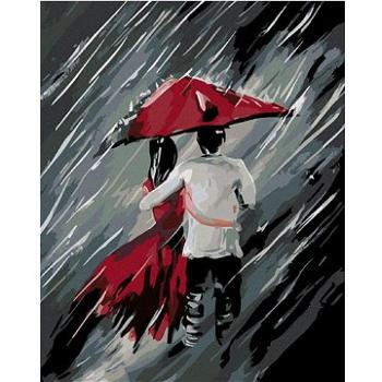 Malování podle čísel - Milenci pod deštníkem a silný déšť (HRAmal00978nad)