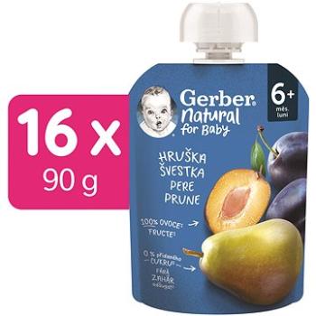 GERBER Natural kapsička hruška a švestka 16× 90 g (8445290359872)