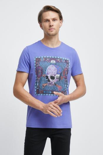 Bavlněné tričko Medicine fialová barva, s potiskem