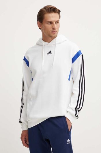 Mikina adidas pánská, bílá barva, s kapucí, s aplikací, JJ1538