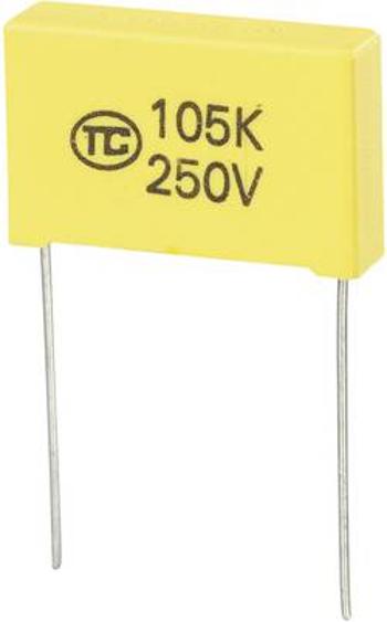 Fóliový kondenzátor MKS TRU COMPONENTS radiální, 1 µF, 250 V/DC,5 %, 22.5 mm, (d x š x v) 26.5 x 6 x 15 mm, 1 ks