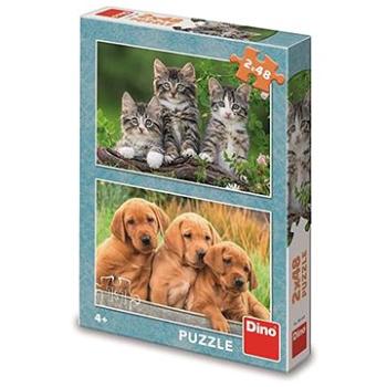 Pejsci a kočičky 2x48 puzzle (8590878381643)