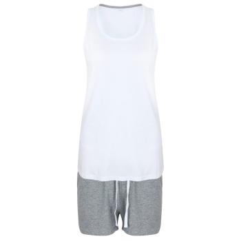 Towel City Dámské krátké pyžamo v setu - Bíla / šedý melír | XS