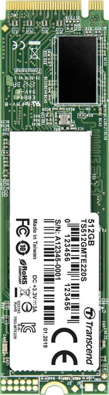 Interní SSD disk NVMe/PCIe M.2 512 GB Transcend 220S Retail TS512GMTE220S M.2 NVMe PCIe 3.0 x4