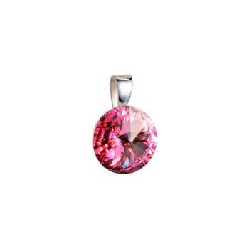 Stříbrný přívěsek s krystaly Swarovski růžový kulatý-rivoli 34112.3, light, rose