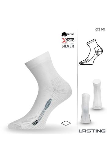 Lasting CXS 001 bílá sportovní trekingová tenká ponožka Velikost: (34-37) S ponožky