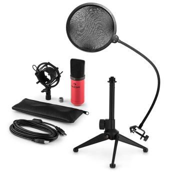 Auna MIC-900RD V2, USB mikrofonní sada, kondenzátorový mikrofon + pop-filter + stolní stativ