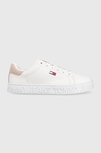 Kožené sneakers boty Tommy Jeans Sneaker Pop bílá barva