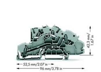 Patrová instalační svorka WAGO 2003-7650, osazení: L, pružinová svorka, 5.20 mm, šedá, 50 ks