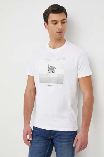 Bavlněné tričko Pepe Jeans Alfred bílá barva, s potiskem