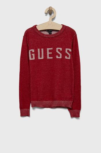 Dětský bavlněný svetr Guess červená barva, lehký
