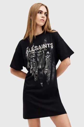 Bavlněné šaty AllSaints RIPROAR černá barva, mini, W234DB