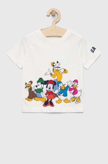 Dětské bavlněné tričko GAP X Disney bílá barva, s potiskem