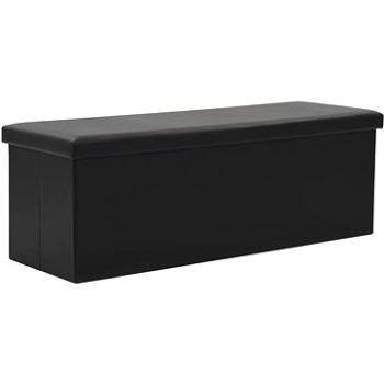 Skládací úložná lavice z umělé kůže 110 x 38 x 38 cm černá (247087)