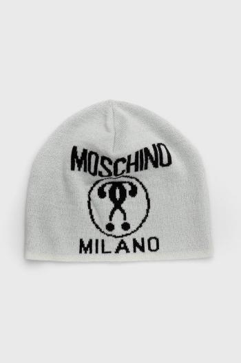 Vlněný klobouk Moschino šedá barva,