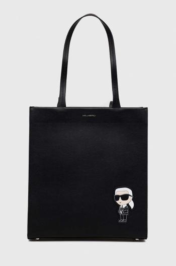 Kožená kabelka Karl Lagerfeld černá barva