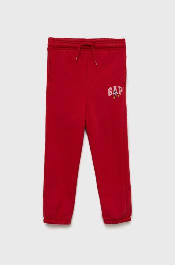 Dětské kalhoty GAP červená barva, s potiskem